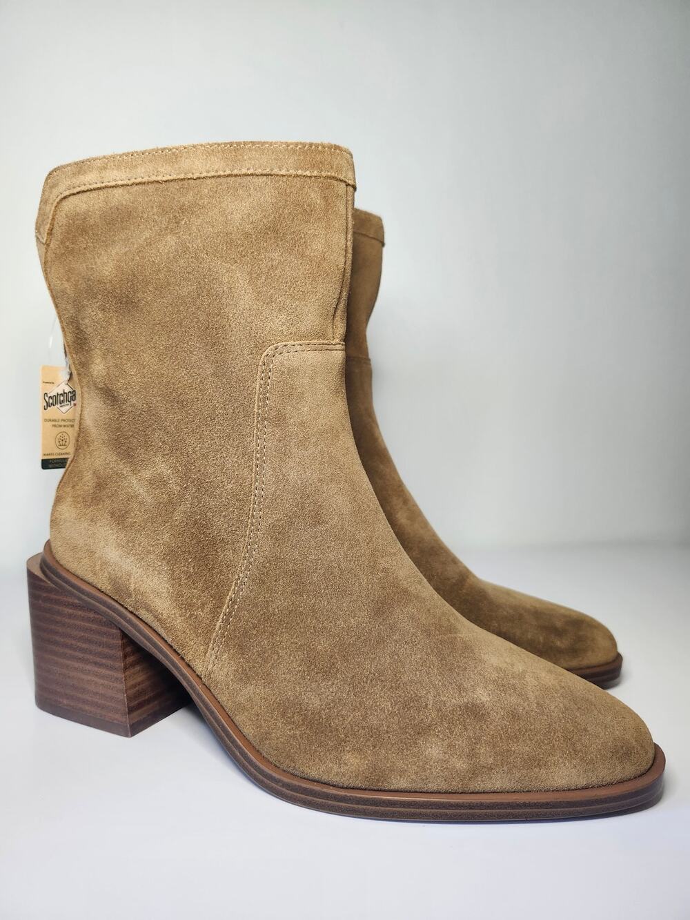 Vince Camuto Womens Ankle Boots Booties Camel Brown Suede NWOB Size 8W